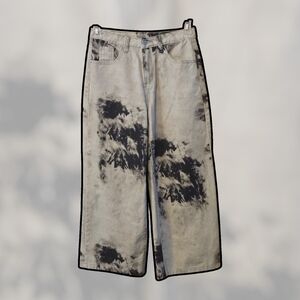 Missguided Acid Wash Black White Jeans Grunge Streetwear Splattered Women's 26